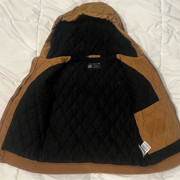 Carhartt Tan Hooded Jacket Kids Size 7/8 - Picture 2 of 5